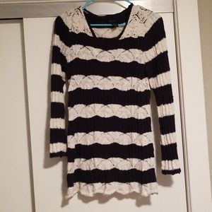 Striped sweater  with lace detail